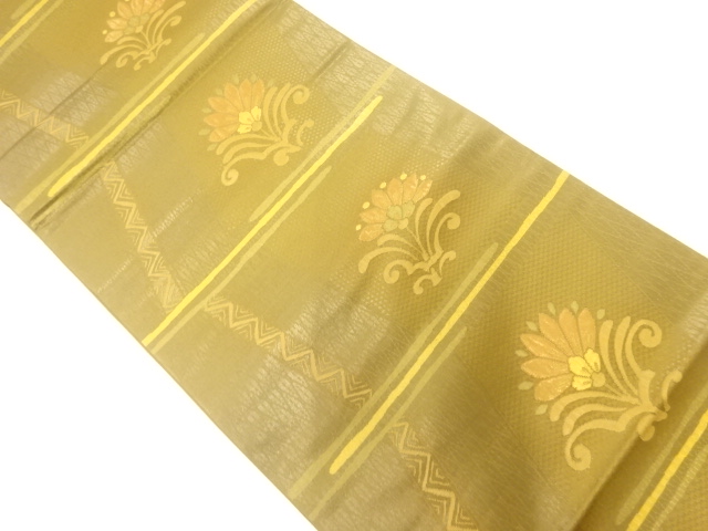 横段に花模様織出し袋帯